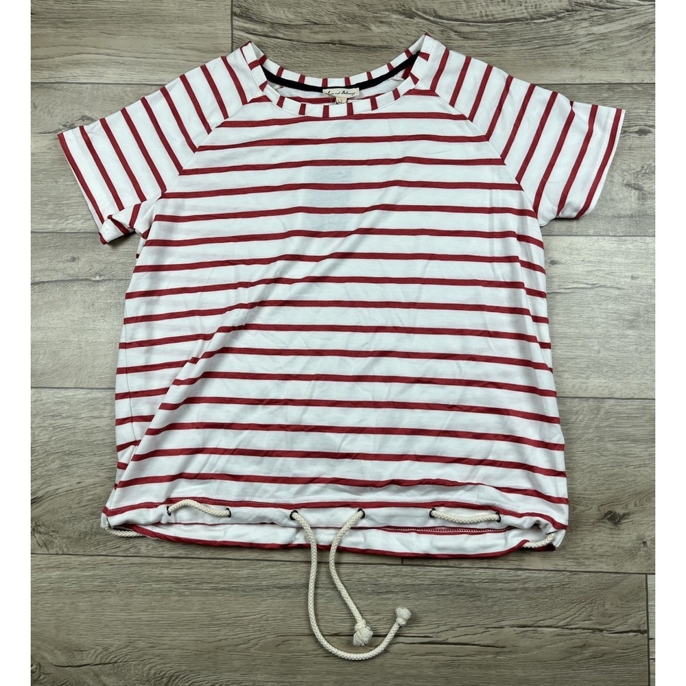 Anthropology Jane and Delaney Shirt Tee Sz Large Red White Striped Nautical NWT - Picture 11 of 11